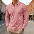 thumbnail image 2 of Mens Polos Valentine Heart Print Long Sleeve Shirt Casual Clothes, 2 of 7