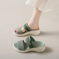 thumbnail image 2 of Slippers for Women Wedge Thick Sole Sandals Women Breathable Open Toe Slip-on Slides Women Footwear Beach Sandal Casual Wear Vacation Daily Shoes Green 6, 2 of 7