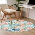 thumbnail image 5 of Shell Starfish Round Living Room Rugs 4 ft, Summer Green Orange Seaweed Nautical Washable Area Rug with Non-Slip Sturdy Edge Binding Round Carpet for Entryway Kitchen Bedroom Bathroom, 5 of 9