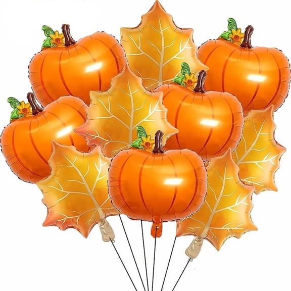 HCTSHG Fall Balloons, Thanksgiving Balloons Decorations Halloween Pumpkin Balloons Decorations Supplies Maple Leaf and Pumpkin Foil Balloons for Fall Autumn Thanksgiving Birthday Party