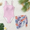 thumbnail image 4 of SEANATIVE Girls Swimsuit and Cover up Set One Piece Bathing Suit See-through Mesh Skirt, 2 Piece Back Cut Out Design Swimwear, Size 17-18 Years, Tropical Monstera Leaf Pink, 4 of 7