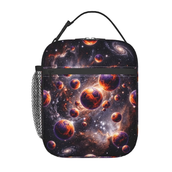 Soccer Ball Insulated Lunch Bag Reusable Lunch Box Hot Cold Thermal Meal Prep Bag With Buckle Strap For Men Women Office Sports Hiking Daily