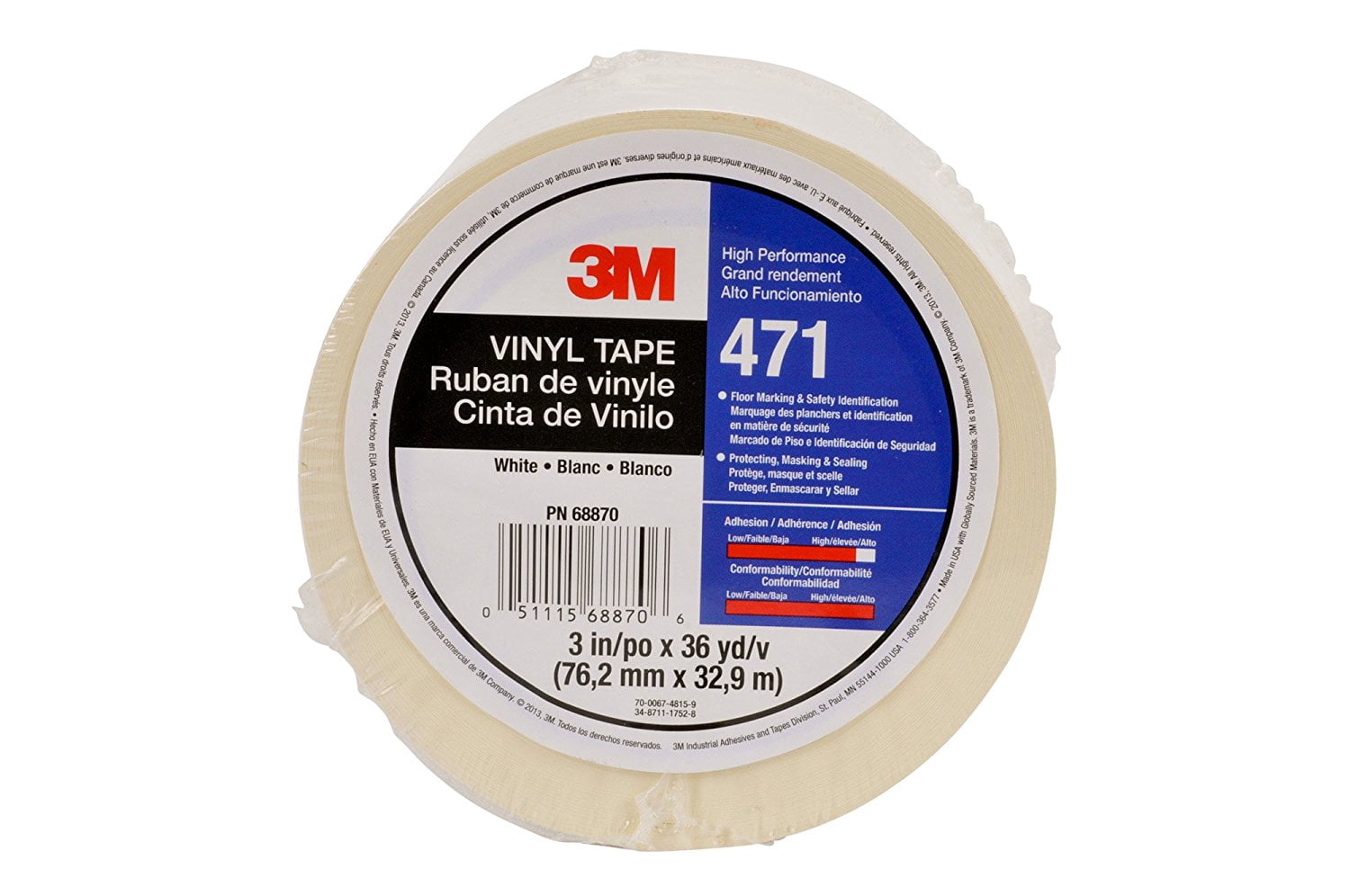 3m Floor Tape,White,3 inx108 ft,Roll 471