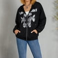 thumbnail image 6 of KOMOO Women Zip Up Hoodie Oversized Letter Butterfly Printed Long Sleeve Casual Sweatshirt Zipper Hooded Coat, 6 of 9