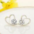 thumbnail image 4 of Pendientes minimalistas con circonita en forma de corazón, pendientes redondos para mujer, pendientes elegantes, 4 of 4