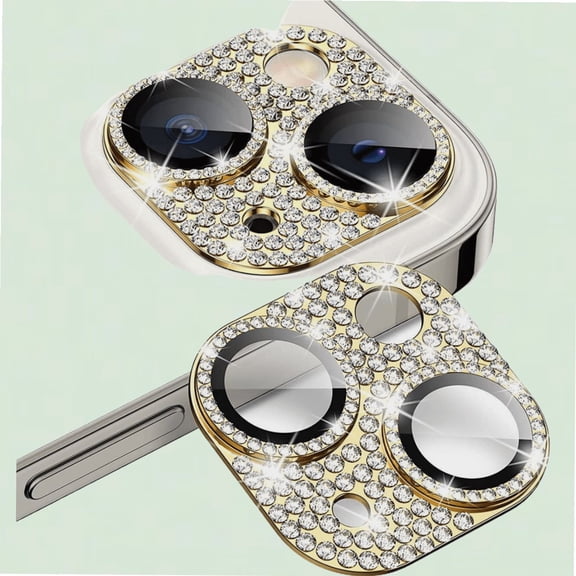 Bling Camera Lens Protector for iPhone 14 Plus & 14, Glitter Diamond Metal Lens Cover