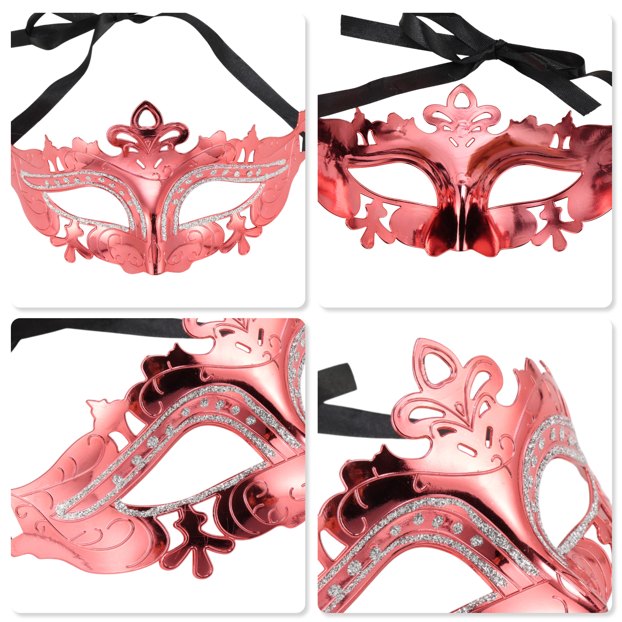 Unique Bargains 1 Pack Electroplated Half-face Party Mask for Masquerade Red