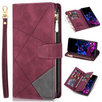 Case for Google Pixel 6 Pro 5G 2021,Allytech Premium PU Leather Stand Removable Hand Strap Zipper Wallet [9 Card Slots] Magnetic Closure Full Protective Case for Google Pixel 6 Pro (6.7" 2021),Winered