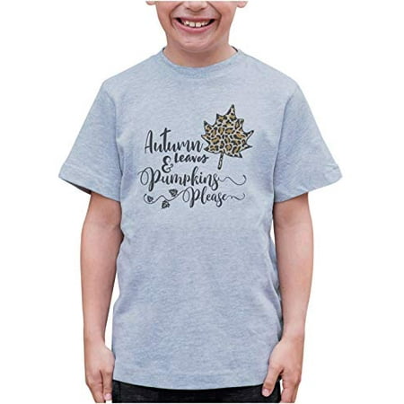 

7 ate 9 Apparel Kids Autumn Leaves & Pumpkins T-Shirt Grey