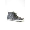Pre-owned|Miu Miu Womens Lace Up Sequined Studded High Top Sneakers Silver Tone Size 37