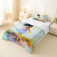 thumbnail image 2 of Castle Fairy Artistic Rainbow Girl Twin Comforter Sets 2pcs,Whimsical Pastel Print Bedding Set,Pink Blue Yellow,1 Comforter and 1 Pillowcase, 2 of 6