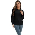 thumbnail image 3 of Women's Fall Puff Long Sleeve Tunic Tops Pleated Crew Neck Shirts Blouses Casual Loose T-Shirts, 3 of 6