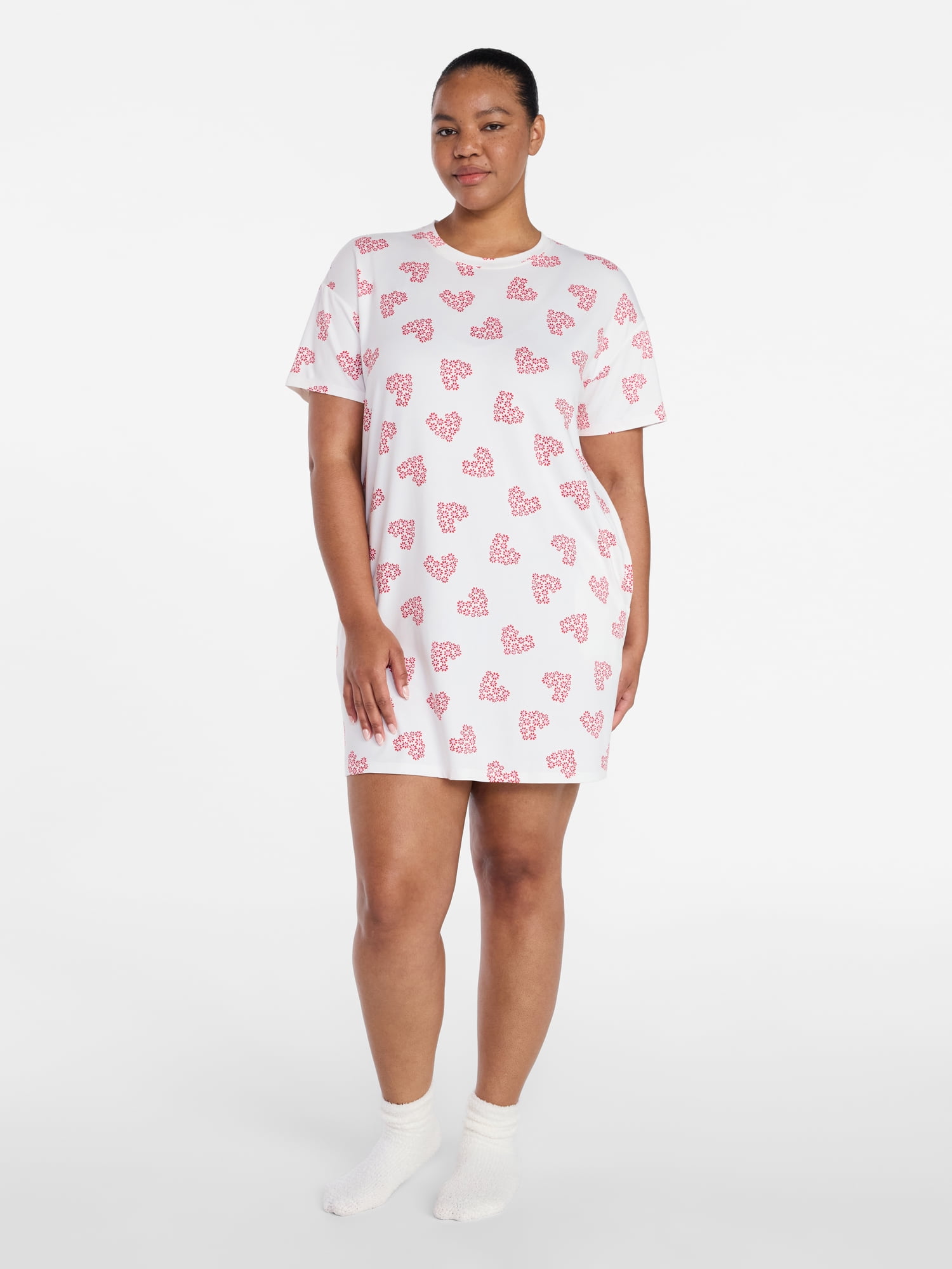 Joyspun Women's Dreamy Soft Collection Short Sleeve Sleepshirt, Sizes S/M-2X/3X