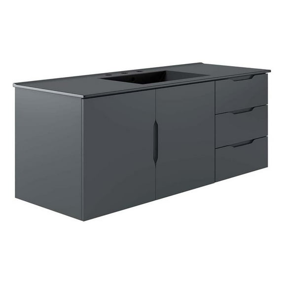 Modway Vitality 48" Single Sink Bathroom Vanity in Gray Black