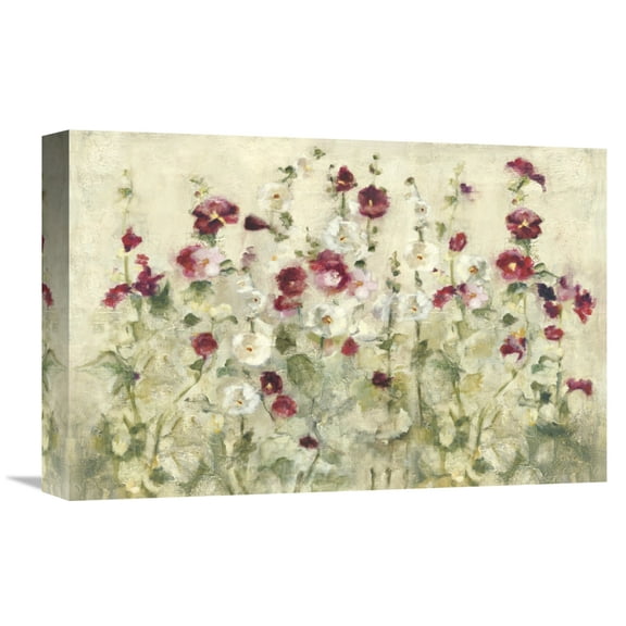 Global Gallery Cheri Blum 'Hollyhocks Row Cool' Canvas Wall Art