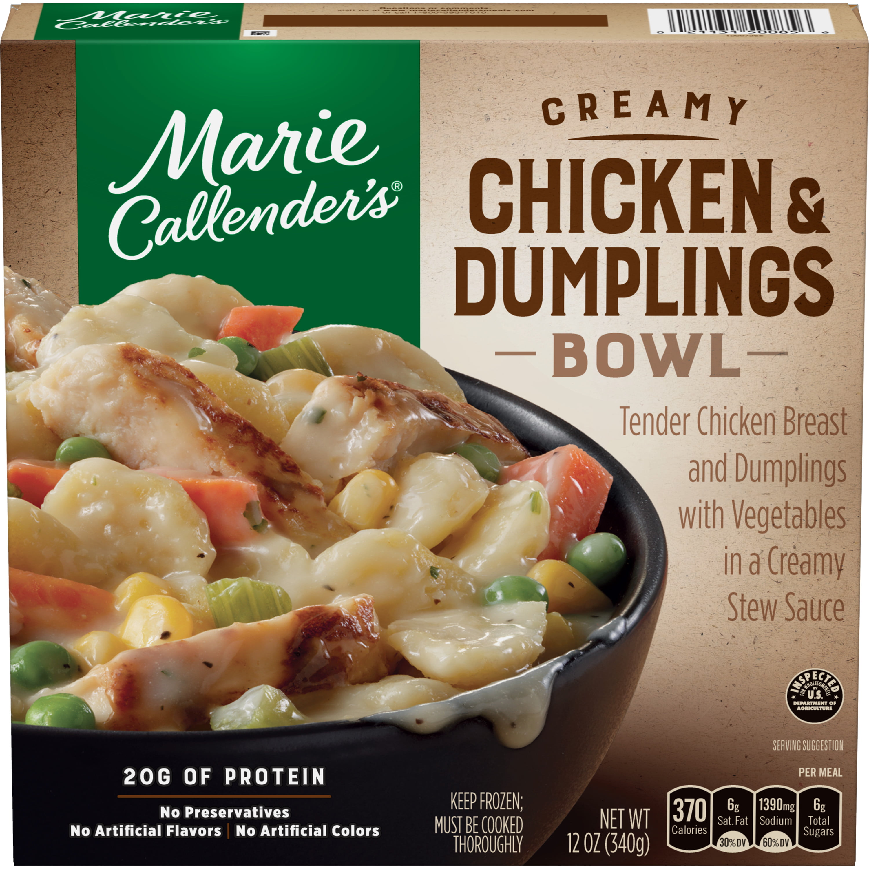 Marie Callender's Creamy Chicken & Dumplings Bowl, Frozen Meals, 12 oz. - Walmart.com - Walmart.com