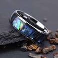 thumbnail image 2 of Tungsten Couple Rings Polished Curved Band with Shell Inlay, 2 of 12