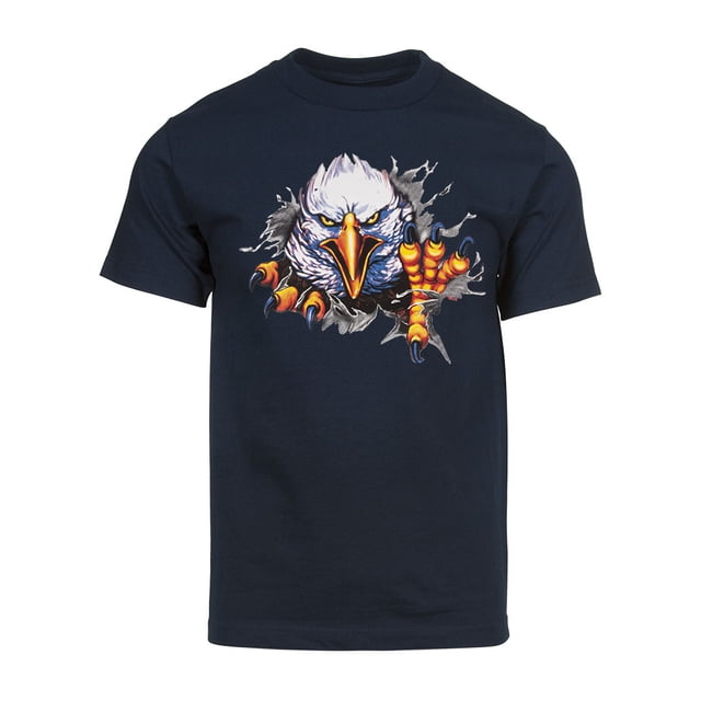 Camiseta de manga corta de ataque de Eagle Ataque para hombre - Navy - Pequeño Gravity Trading Camiseta de manga corta