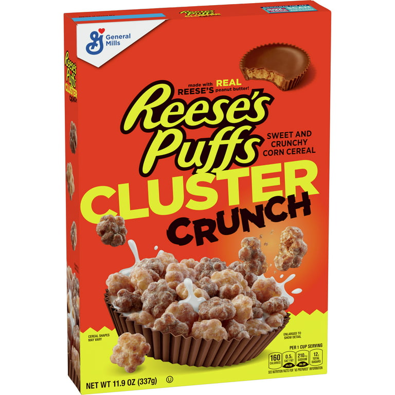 REESE'S PUFFS Cluster Crunch Breakfast Cereal, Chocolate Peanut Butter,  11.5 oz 