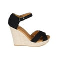 thumbnail image 2 of New Women Qupid Lena-512 Canvas Criss Cross Ankle Strap Platform Wedge Sandal, 2 of 5
