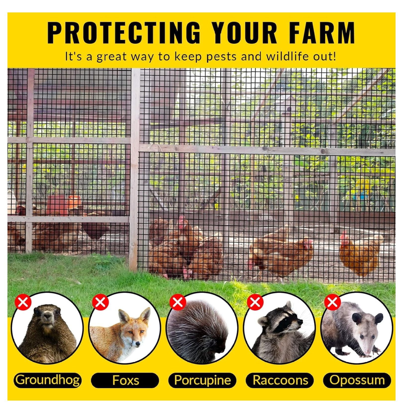 Hardware Cloth 1/2 inch x 100 ft Heavy Duty Black Chicken Wire Fencing 19 Gauge Vinyl Coated Welded Wire Mesh Roll PVC Hardware Cloth Chicken Wire Fencing Garden Fence Tree Guard