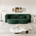 thumbnail image 3 of Modern Floor Sofa with 2 Pillows, Convertible Plush Corduroy Foam-Filled Sleeper Sofa Bed for Living Room Guest Bed, No Assembly Required, Green + Foam, 3 of 8