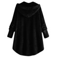 thumbnail image 4 of Plus Size Coat Plus Size Coats Bed Jackets for Women Fuzzy Fleece Jacket for Women Lightweight Cozy Button Hooded Shirts Womens Winter Coats Causal Plus Size Bed Jackets, Black-L, 4 of 7