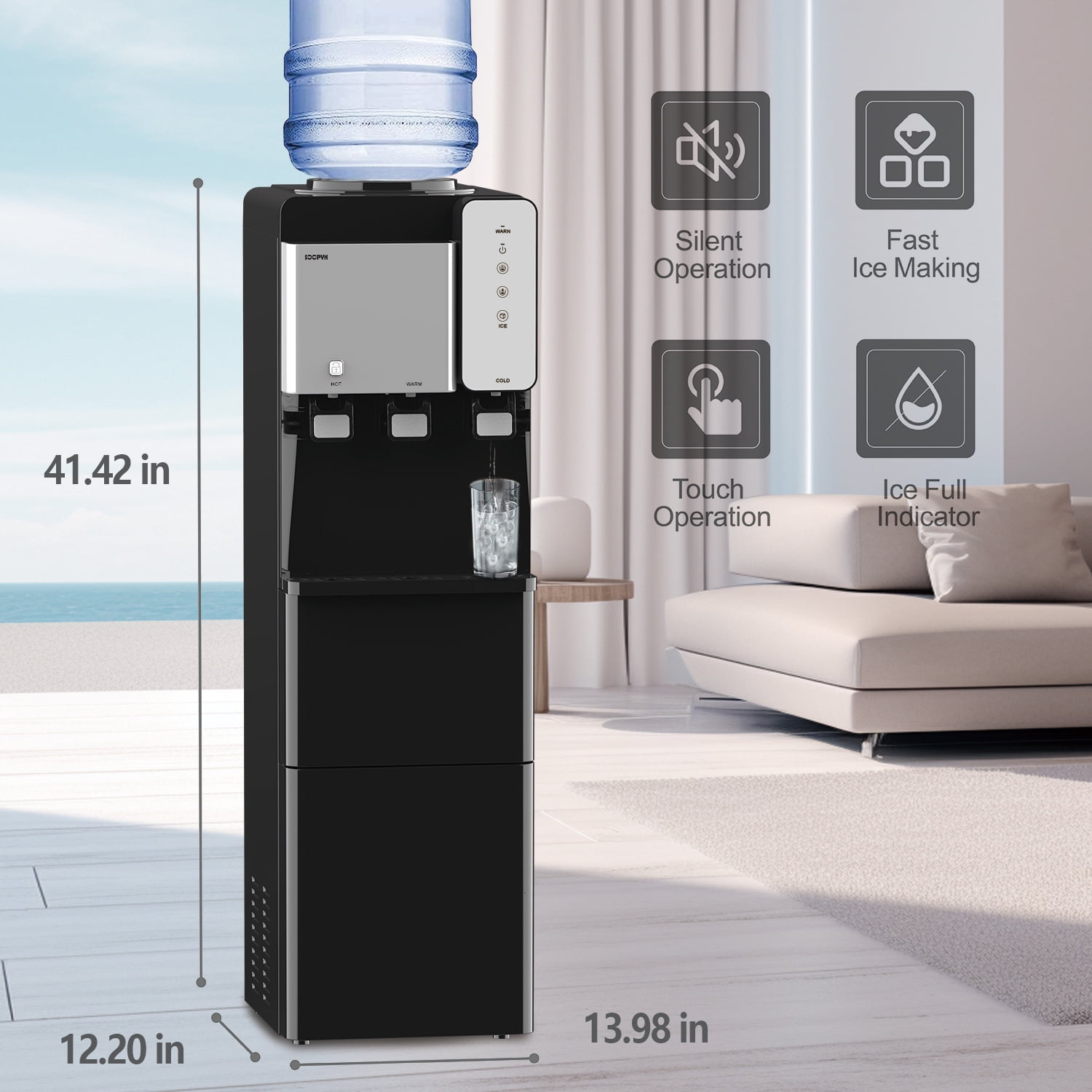 SOOPYK Water Cooler Plastic Hot, Cold & Room Temperature 5 Gallon Top Loading Water Cooler