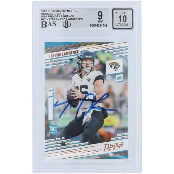 Trevor Lawrence Jacksonville Jaguars Autographed 2021 Panini Chronicles Prestige Rookies Update #201 Beckett Fanatics Witnessed Authenticated 9/10 Rookie Card - Fanatics Authentic Certified
