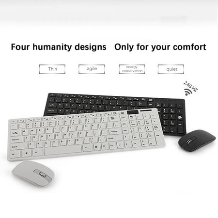 Jacenvly 2024 New Wireless Keyboard Hk-06 Ultra-Thin Silent 2.4G Wireless Keyboard And Mouse Set 1600Dpi Black