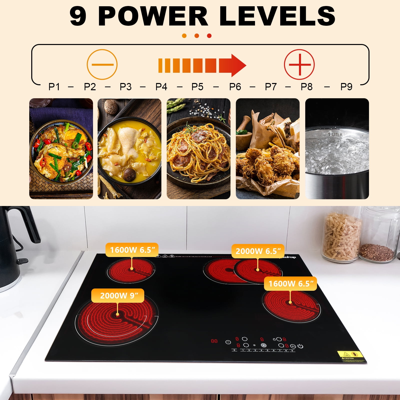 Ktaxon 30 inch Cooktop, 5 Burners, 220-240V, 8600W, 9 Ktaxon 30 inch Cooktop, 5 Burners, 220-240V, 8600W, 9