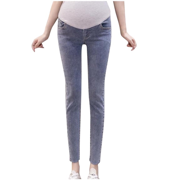 Maternity Jeans for Women Straight Leg Trousers Pregnancy Over Bump Denim Pants Women Jean High Waist Maternity Pants Loose Pregnant Lounge Jeggings Stretchy Adjustable Waist Jeggings