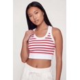 thumbnail image 2 of Women's Striped Ribbed Cropped Racerback Tank Top, 2 of 4