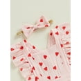 thumbnail image 6 of Suealasg Baby Girls Valentine's Day Clothes 3M 6M 12M 18M Fly Sleeve Bow/Heart Print A-line Romper Dress Headband Newborn Spring One Piece Clothes, 6 of 7