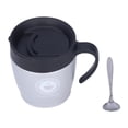 thumbnail image 2 of Taza De Agua Caliente De Acero Inoxidable, Mango De Taza De Café Uso De Seguridad De Acero Inoxidable Portátil Buen Efecto De Aislamiento Térmico Para Exteriores Para Acampar En Cergrey Plata, 2 of 8