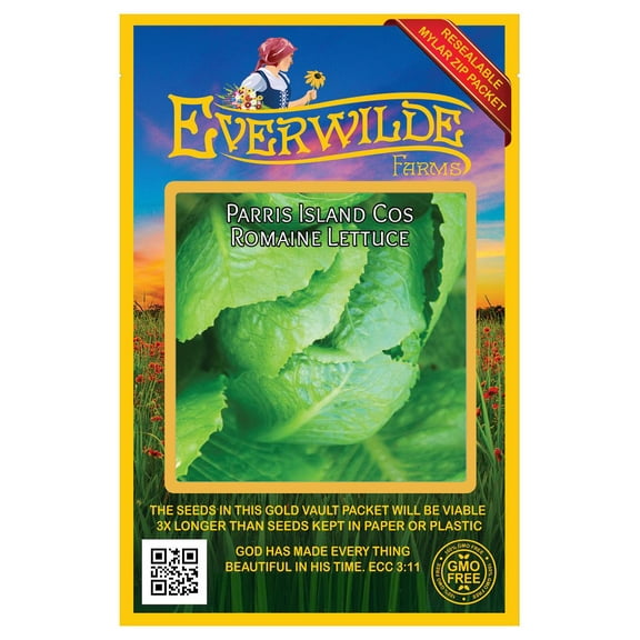 Everwilde Farms 1000 Parris Island Cos Romaine Lettuce Plant Seeds, Open Pollinated