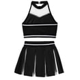 thumbnail image 5 of YONGHS Kids Girls Cheer Leader Costume Cheerleading Uniform Outfit Top Vest Pleated Skirt 2PCS Set Black 6, 5 of 5