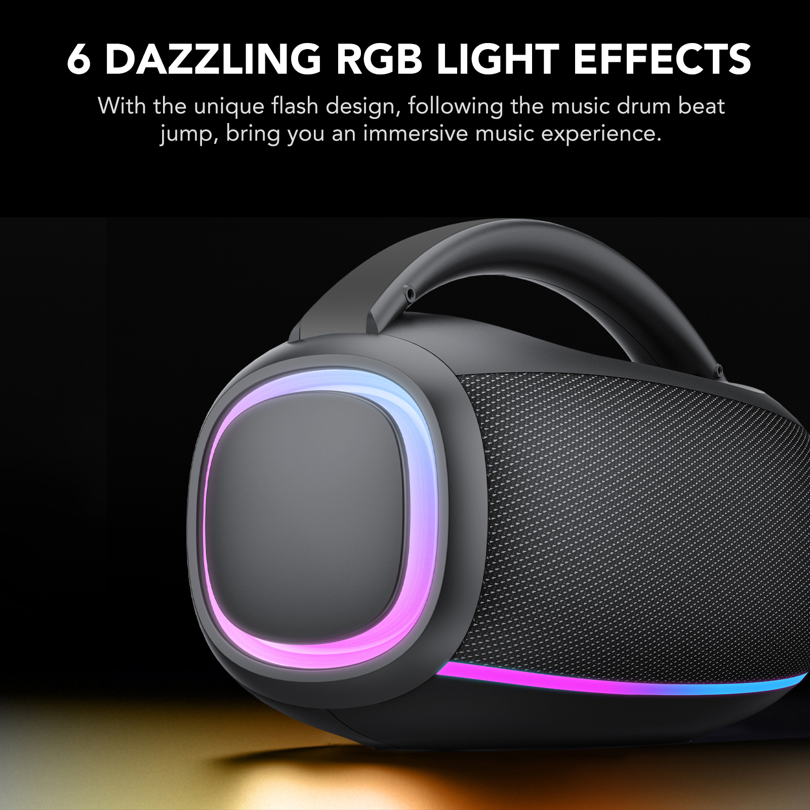 CASCHO 80W Outdoor Bluetooth Speaker with 24-Hour Battery, Black photo 6