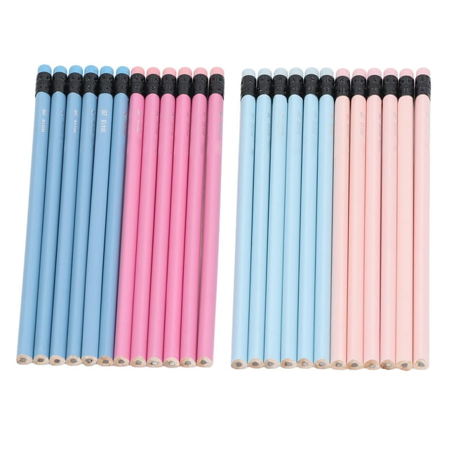 60 lápices de grafito 2B con borrador de profundidad moderada lápiz de grafito Triangular rosa azul para estudiante artista