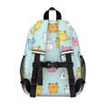 thumbnail image 3 of Multicolor Cat and Dot Blue Pattern Backpack for School, Cute School Bag with Adjustable Shoulder Straps and Padded Back, 15"x11.42"x5.5", 3 of 5