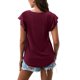thumbnail image 3 of Camiseta con mangas con volantes,Camiseta con mangas con volantes para mujer, cuello redondo, camiseta con mangas con volantes, camiseta de color puro para mujer, la mejor de su clase, 3 of 3