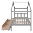thumbnail image 7 of Twin Size House Bed with Drawers, Solid Wood Bed Frame with Roof Headboard and Footboard, Playhouse Bed for Kids Boys Girls,  Gray, 7 of 7