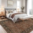 thumbnail image 4 of Garvee 8'x10' Vintage Floral Area Rugs Oriental Carpet, Washable Rug Non Slip Stain Resistant Rug Low Pile Indoor Mats for Living Room Bedroom Home Office, Brown, 4 of 7
