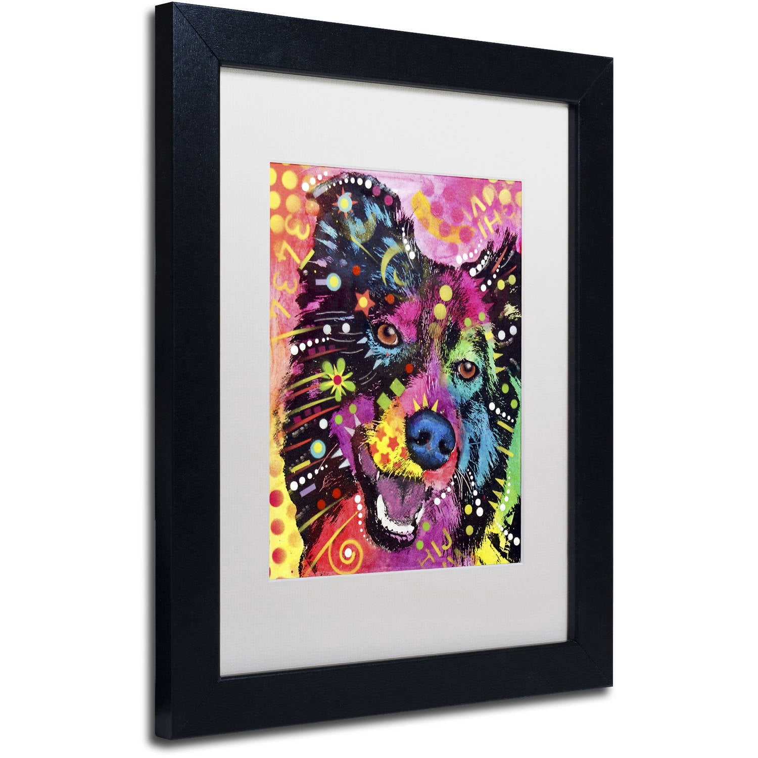 Trademark Fine Art "Border Collie 121109" Canvas Art by Dean Russo, White Matte, Black Frame