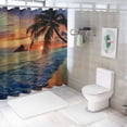 thumbnail image 7 of Orinice Palm Tree Sunset Beach Bathroom Decor Set, Colorful Luxurious Graphic Print Polyester Fabric Fashion Shower Curtain Set with Hooks, Home Bathtubs Decoration 36x72, 7 of 7
