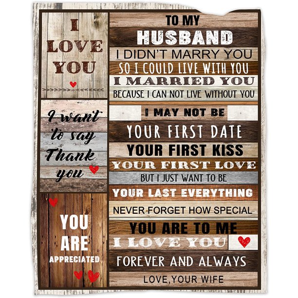 LHSHID Husband Gifts Blanket Blanket to My Husband from Wife Flannel Fleece Throw Blankets for Bed Chair Sofa Couch Home Decor Birthday Christmas for Husband 50x60in