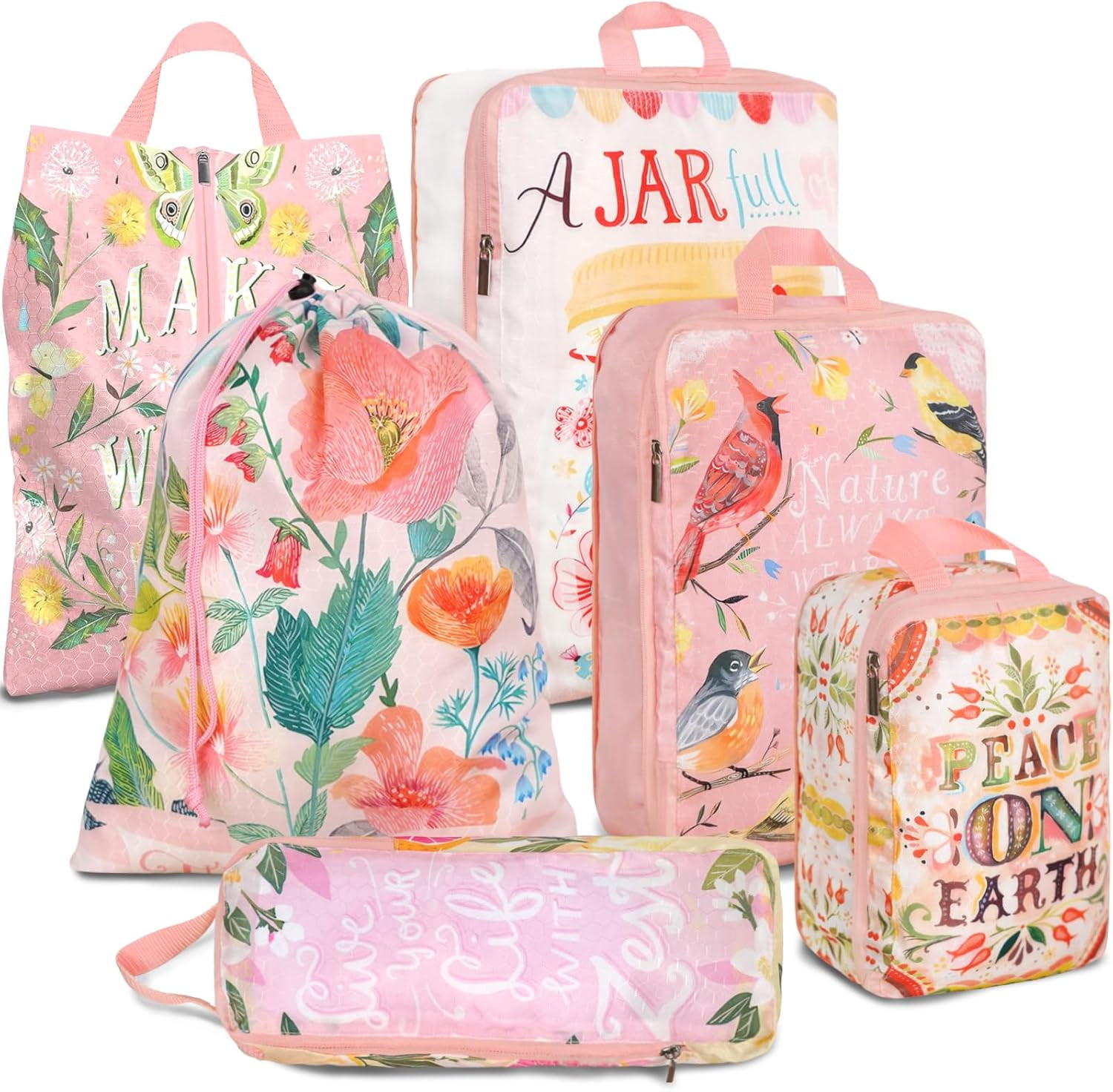 6 Set Compression Packing Cubes Waterproof Suitcase Travel Bag Organizer Luggage Backpack Travel Cubes for Packing