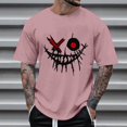 thumbnail image 2 of WREESH Halloween T-Shirts Summer Fashion Casual Men's Round Neck Printed T-Shirt Top Pink, 2 of 5