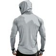 thumbnail image 4 of Dresfit Sun Shirt Mens Cooling Hooded Fishing Shirts Summer 2026 Long Sleeve Outdoor Hoodies Big and Tall Upf 50+ Hiking Pullover with Face Mask Light Gray 3XL, 4 of 9