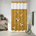 thumbnail image 6 of No Hook Shower Curtain, Japanese Style Shower Curtains for Bathroom with See Through Top Window, Vintage Art Cranes Ocean Wave Yellow Waterproof & Washable Bath Curtain Small Stall 36"x78", 6 of 9